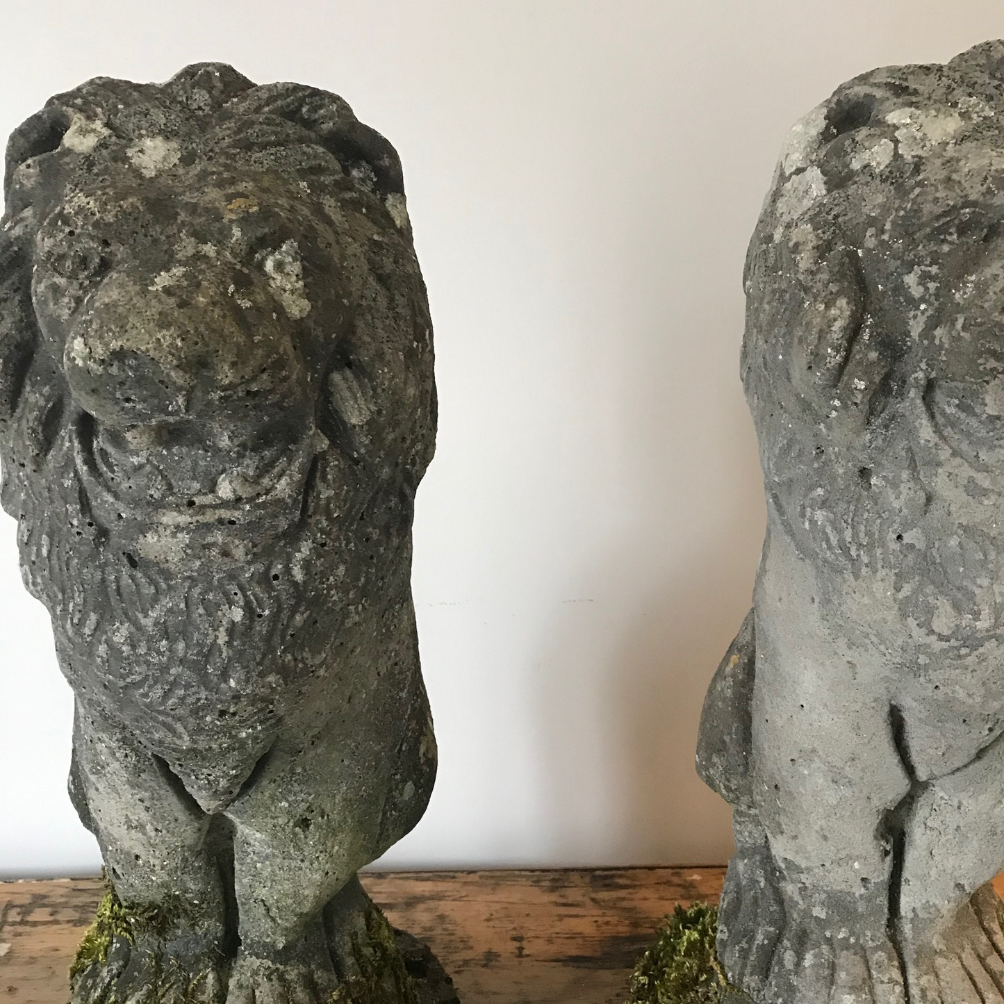 Pair Of Composite Stone Lion Statues.
