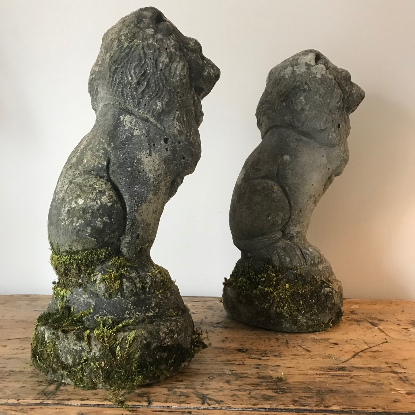 Pair Of Composite Stone Lion Statues.
