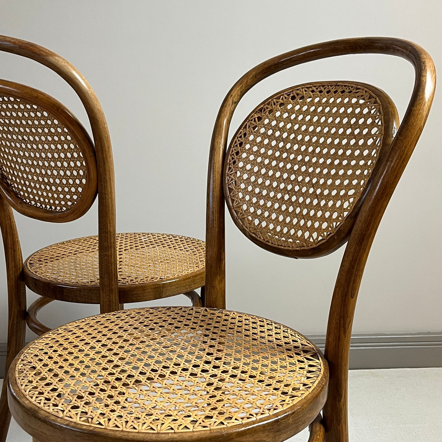 Stylish Pair Of Caned Bentwood Chairs.