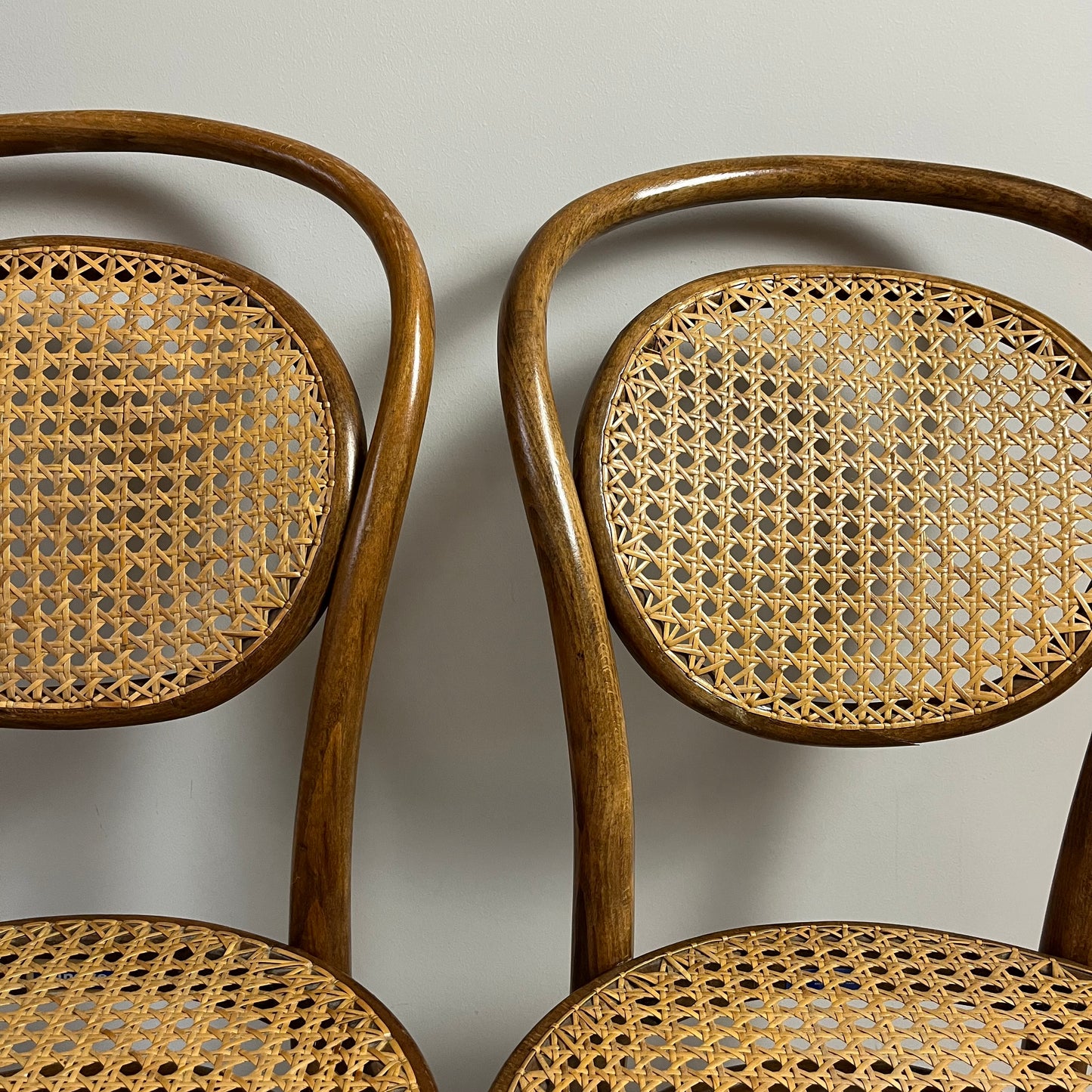 Stylish Pair Of Caned Bentwood Chairs.