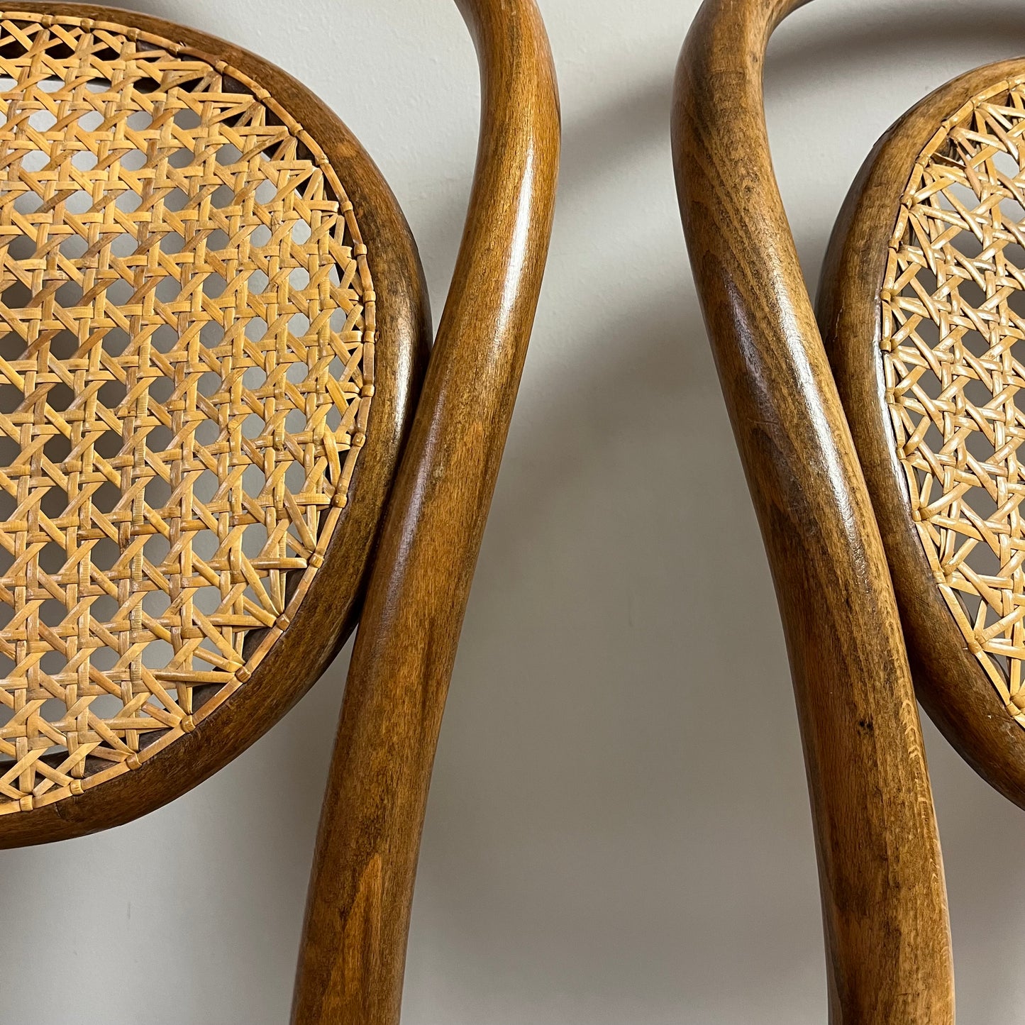 Stylish Pair Of Caned Bentwood Chairs.