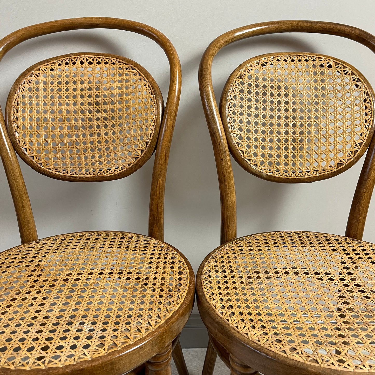 Stylish Pair Of Caned Bentwood Chairs.