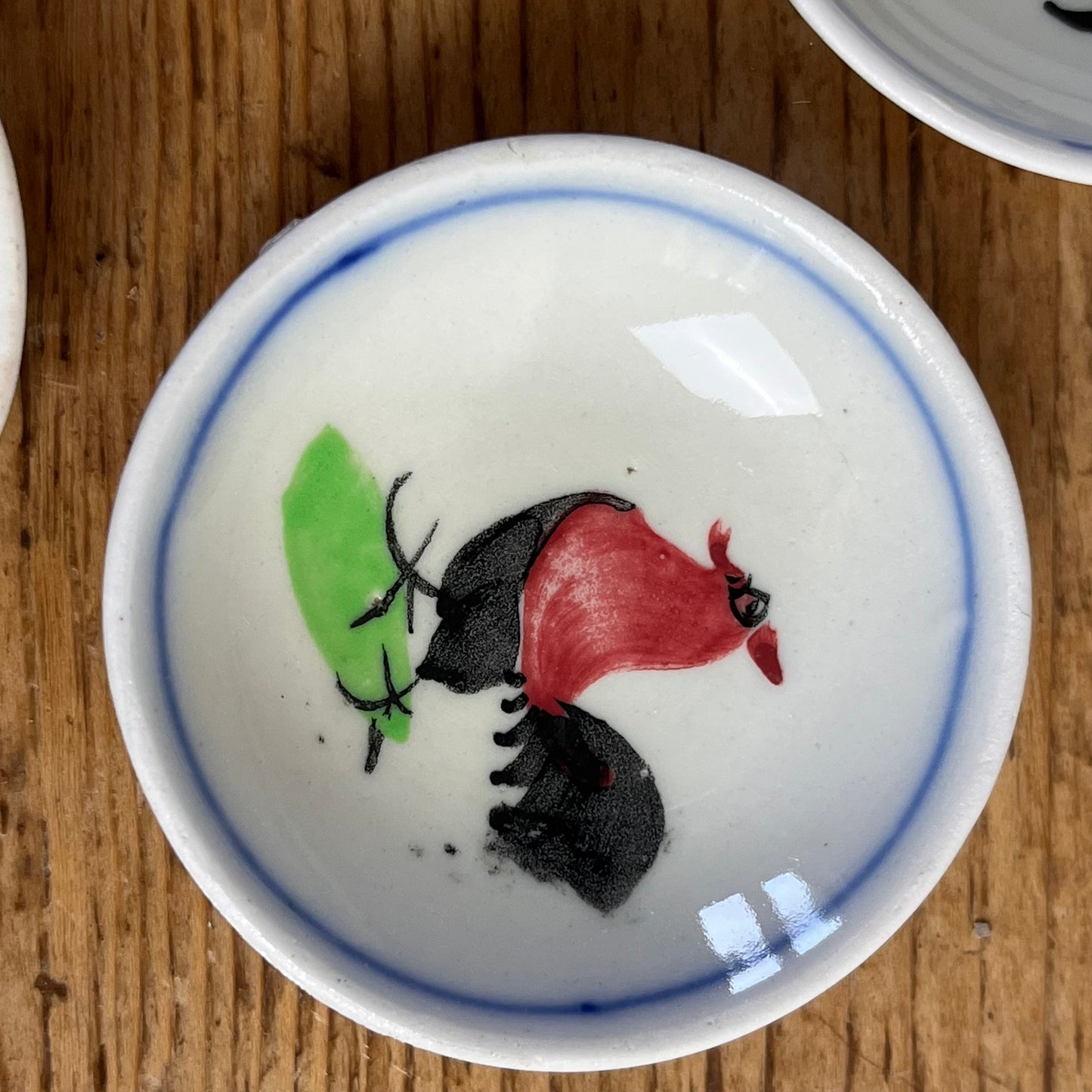 Set Of Four Hand Painted Rooster Dishes.