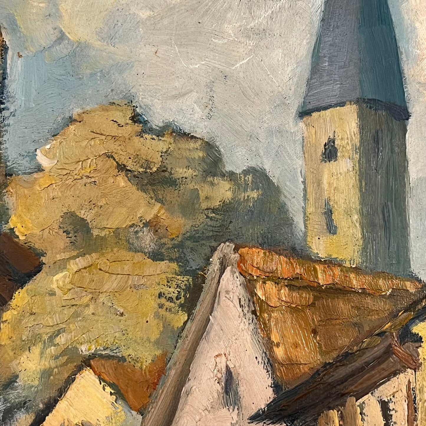 Mid Century Oil on Board.