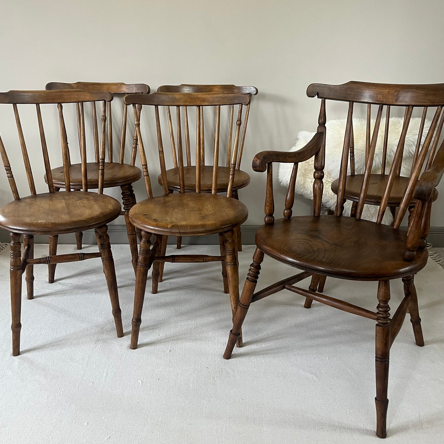 Set Of Six Penny Chairs.