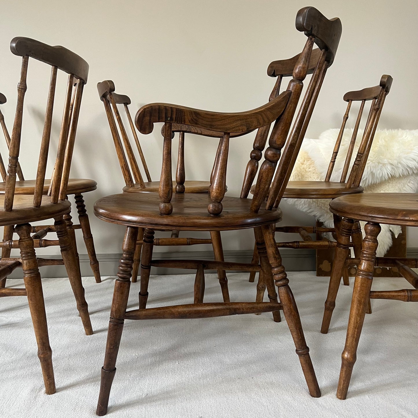 Set Of Six Penny Chairs.