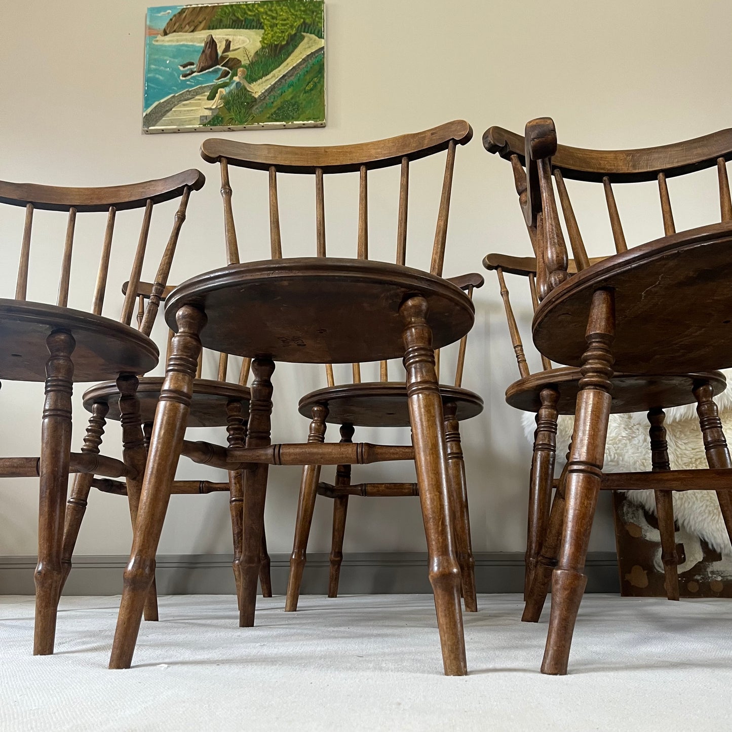Set Of Six Penny Chairs.