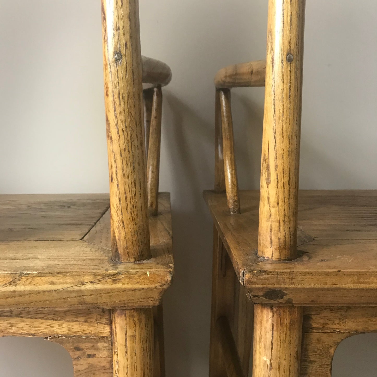 Pair Of Chinese Elm Armchairs.