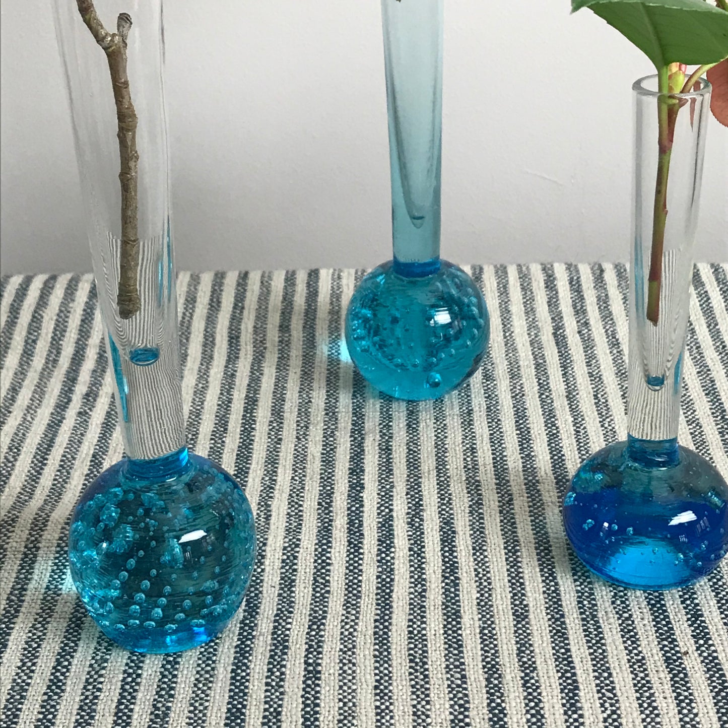 Blue Bubble Bud Vases.