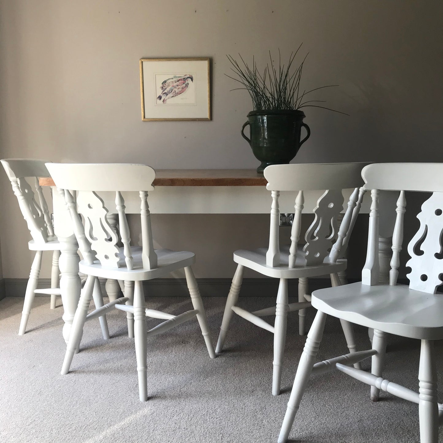 Country Pine Table and Four Chairs.