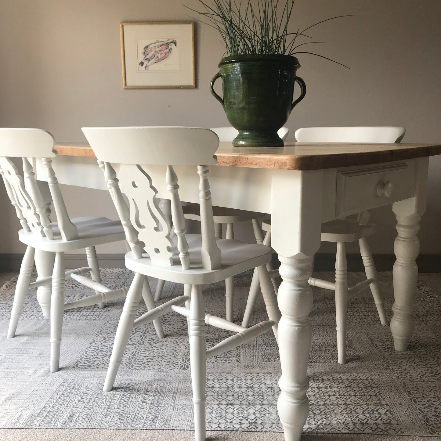 Country Pine Table and Four Chairs.