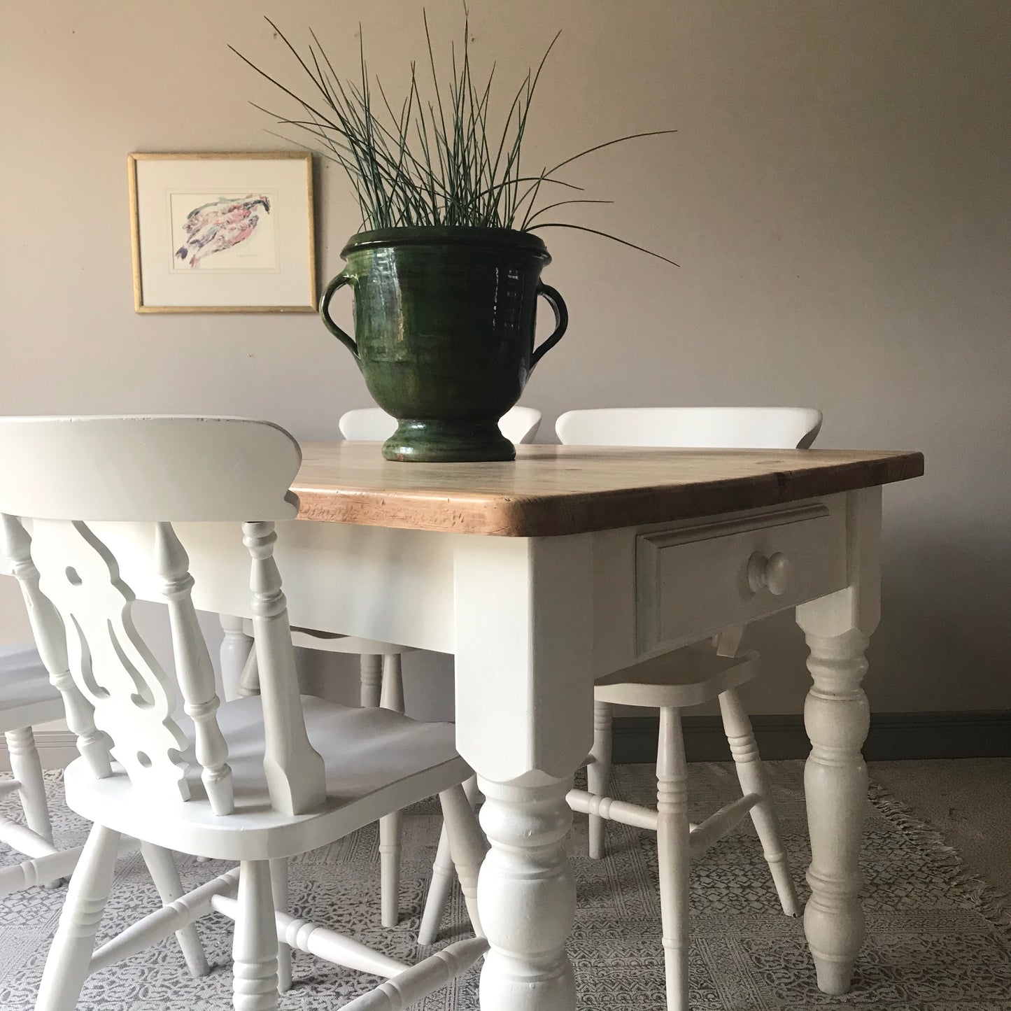 Country Pine Table and Four Chairs.