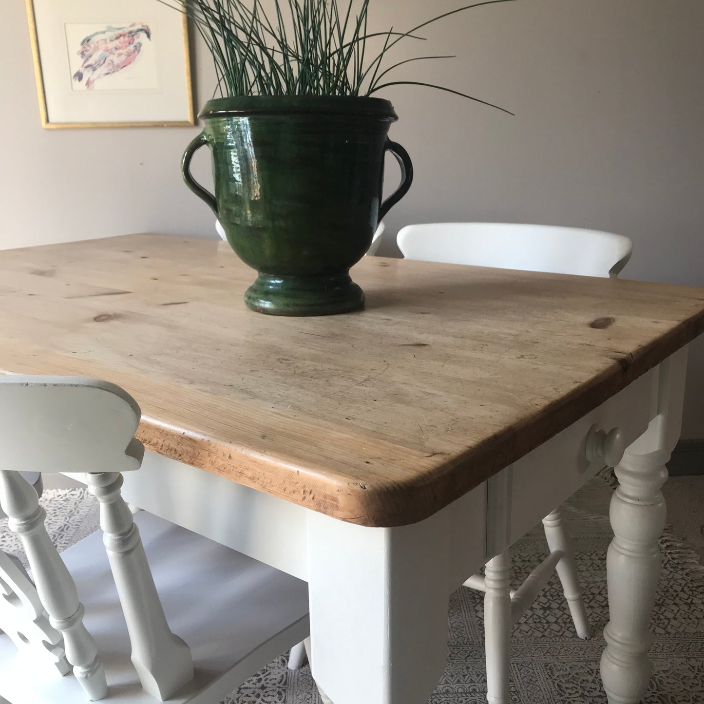 Country Pine Table and Four Chairs.