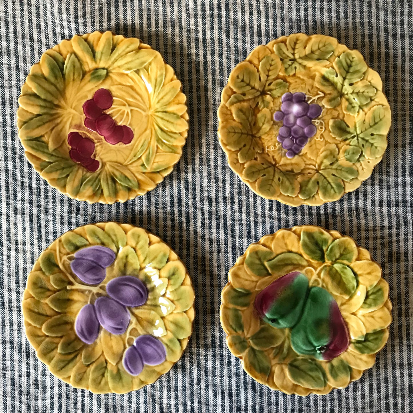 Set of Four French Fruit Plates.
