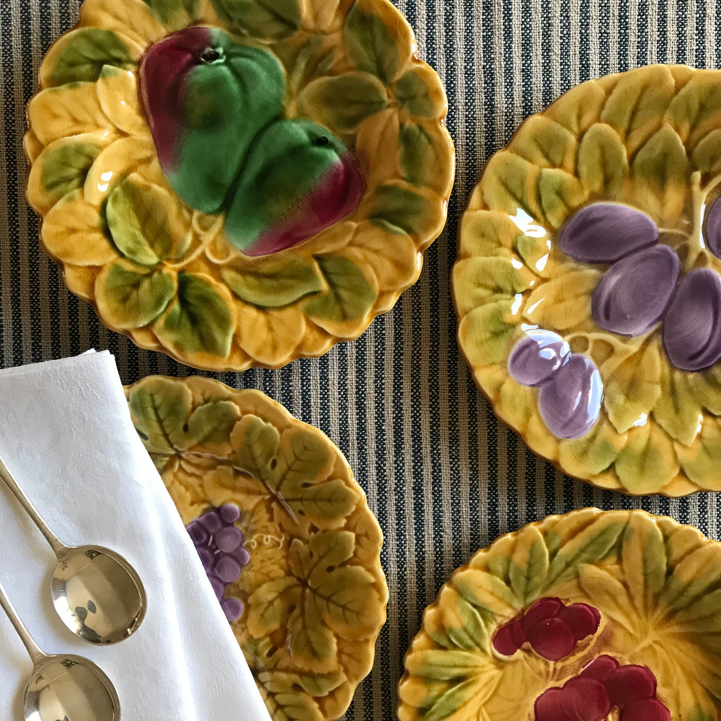 Set of Four French Fruit Plates.