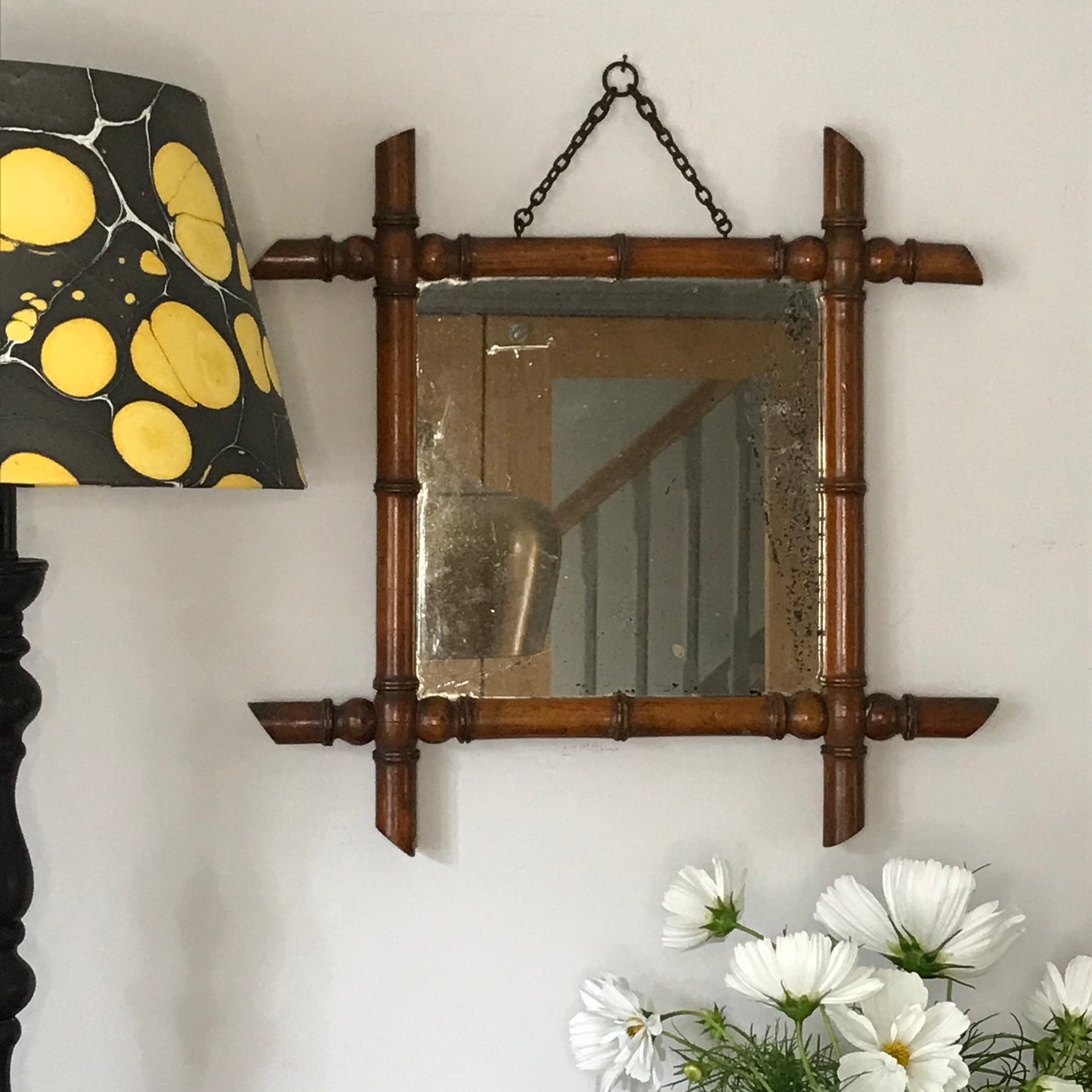 French Faux Bamboo Mirror.