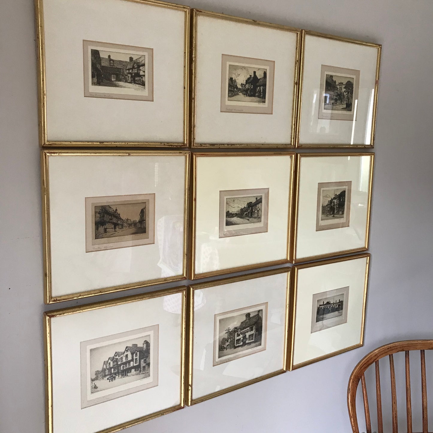 Set of Nine Pub Etchings.