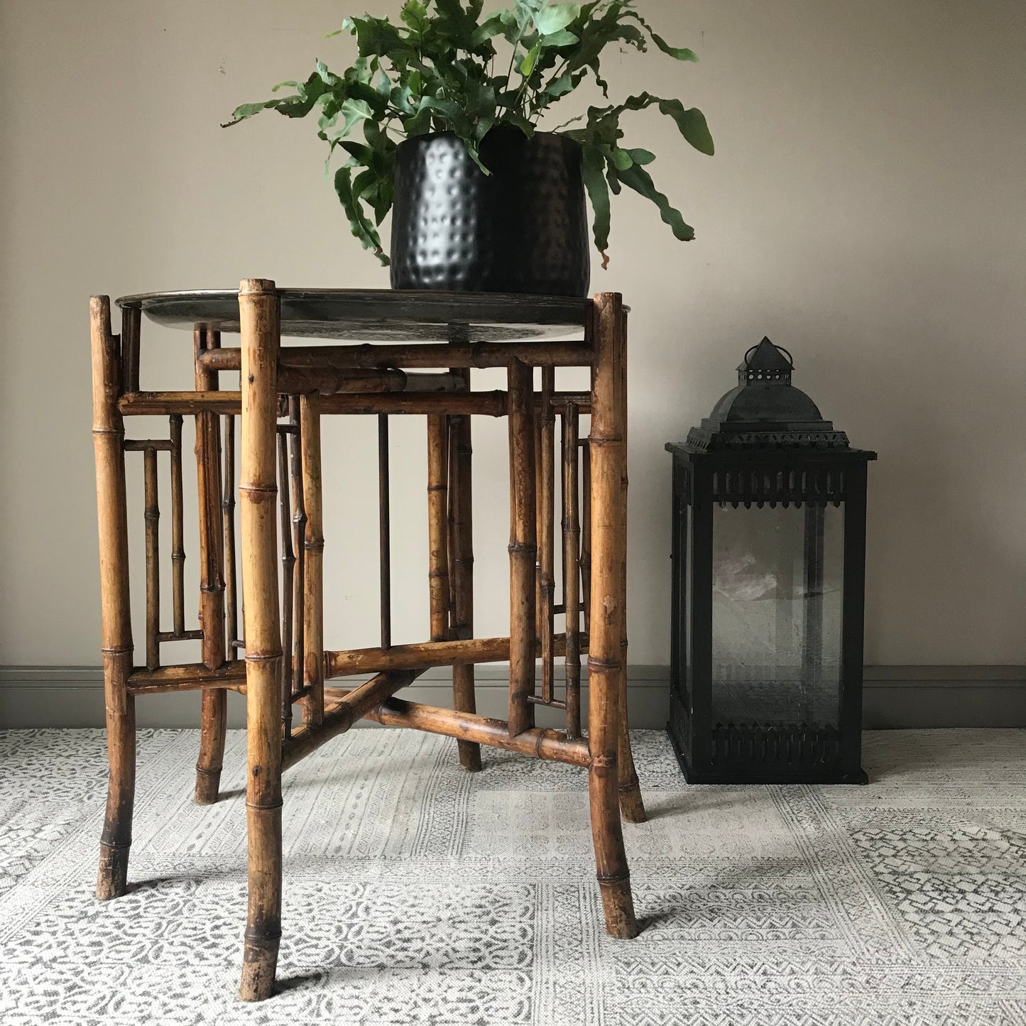 Bamboo and Copper Side Table.