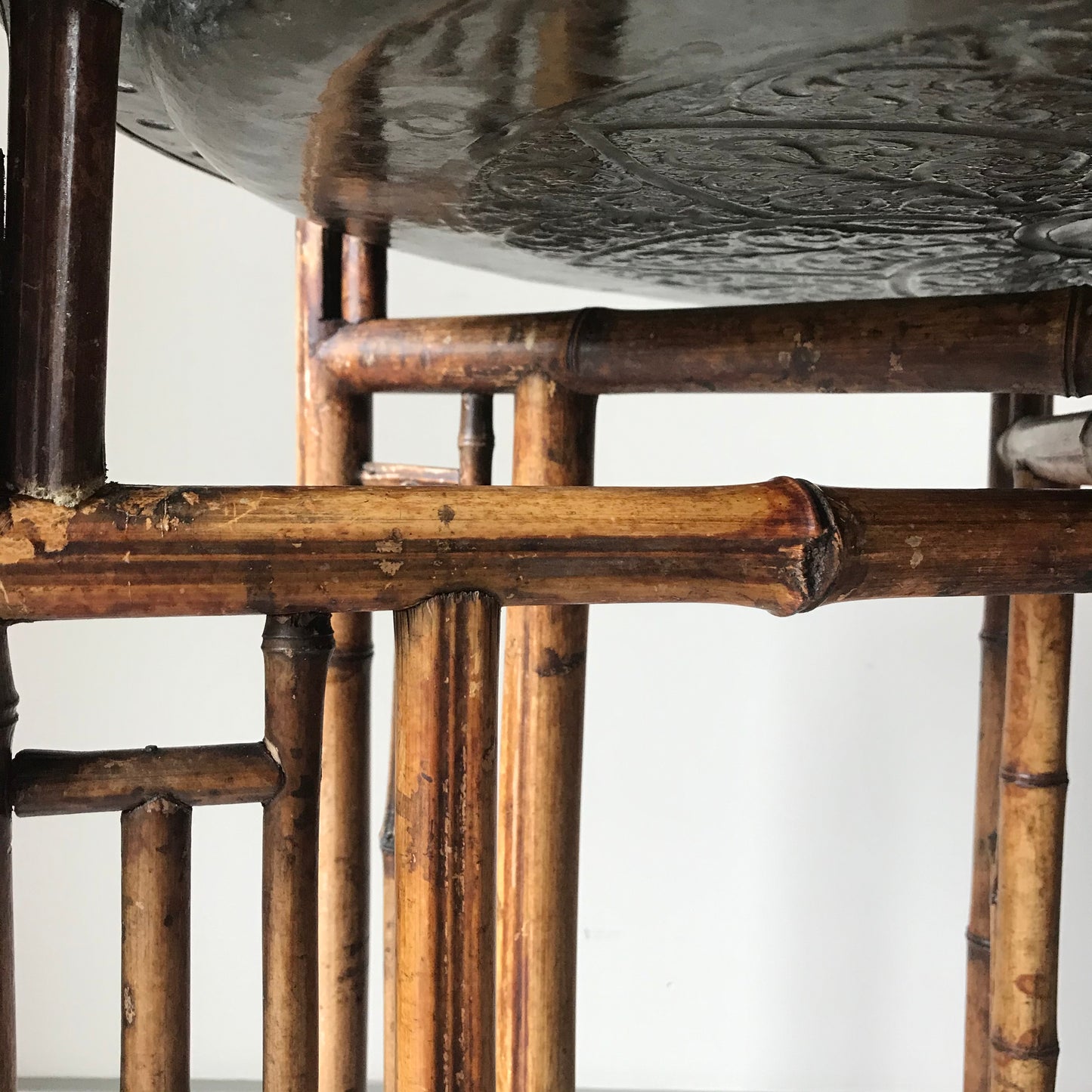 Bamboo and Copper Side Table.