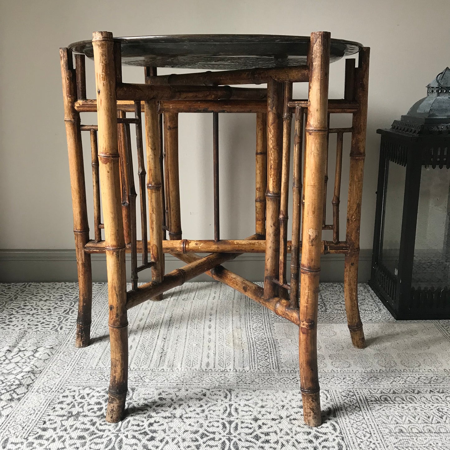 Bamboo and Copper Side Table.
