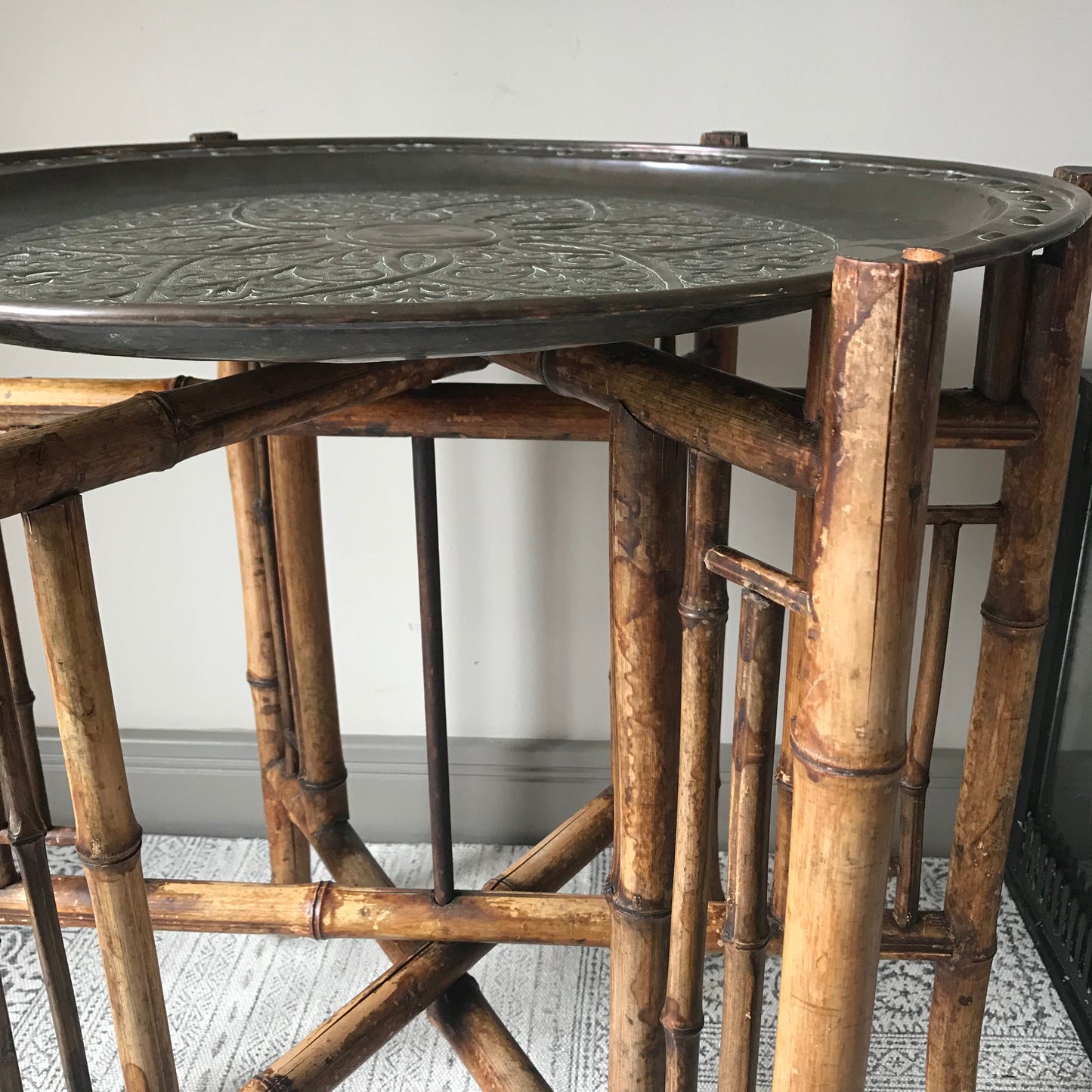 Bamboo and Copper Side Table.