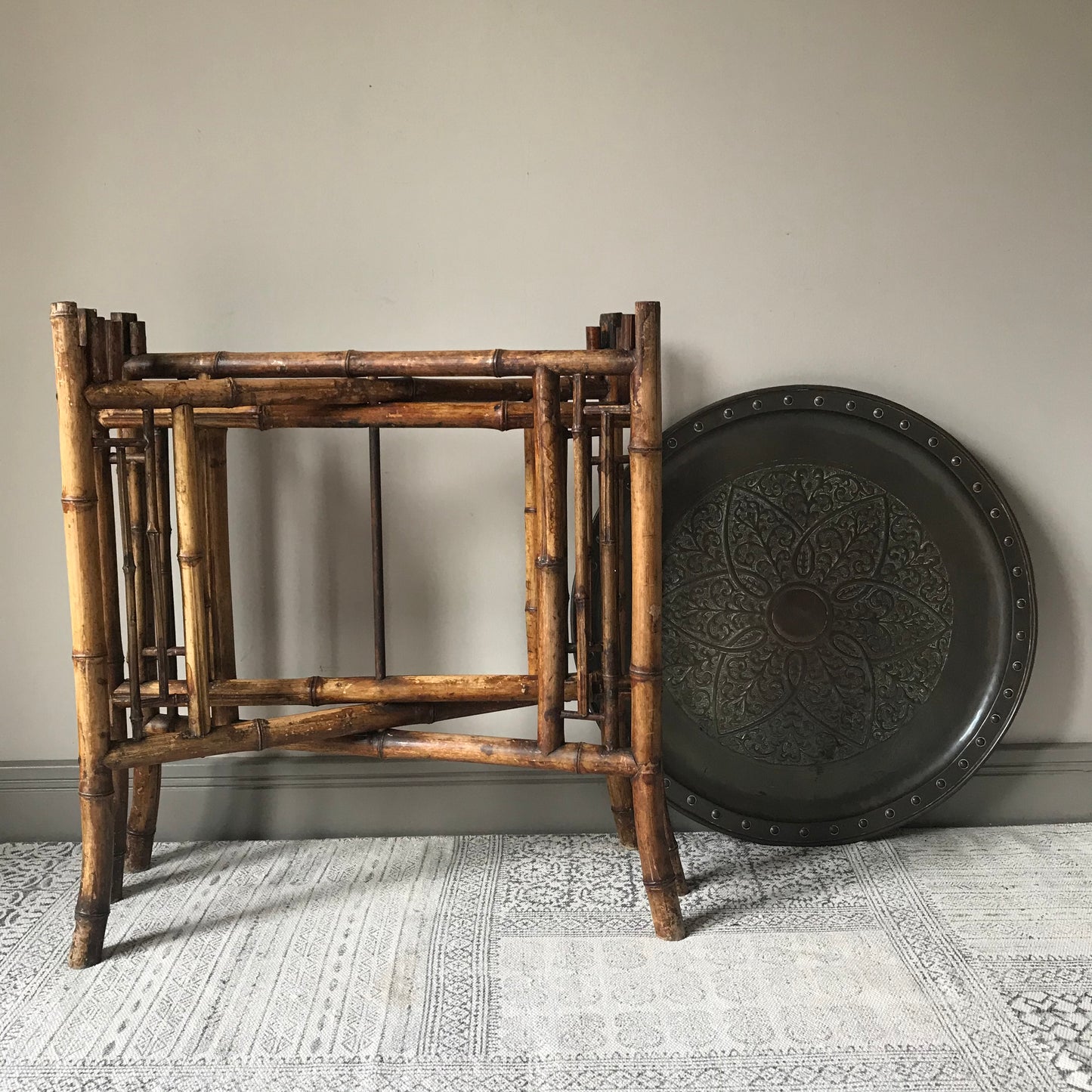 Bamboo and Copper Side Table.