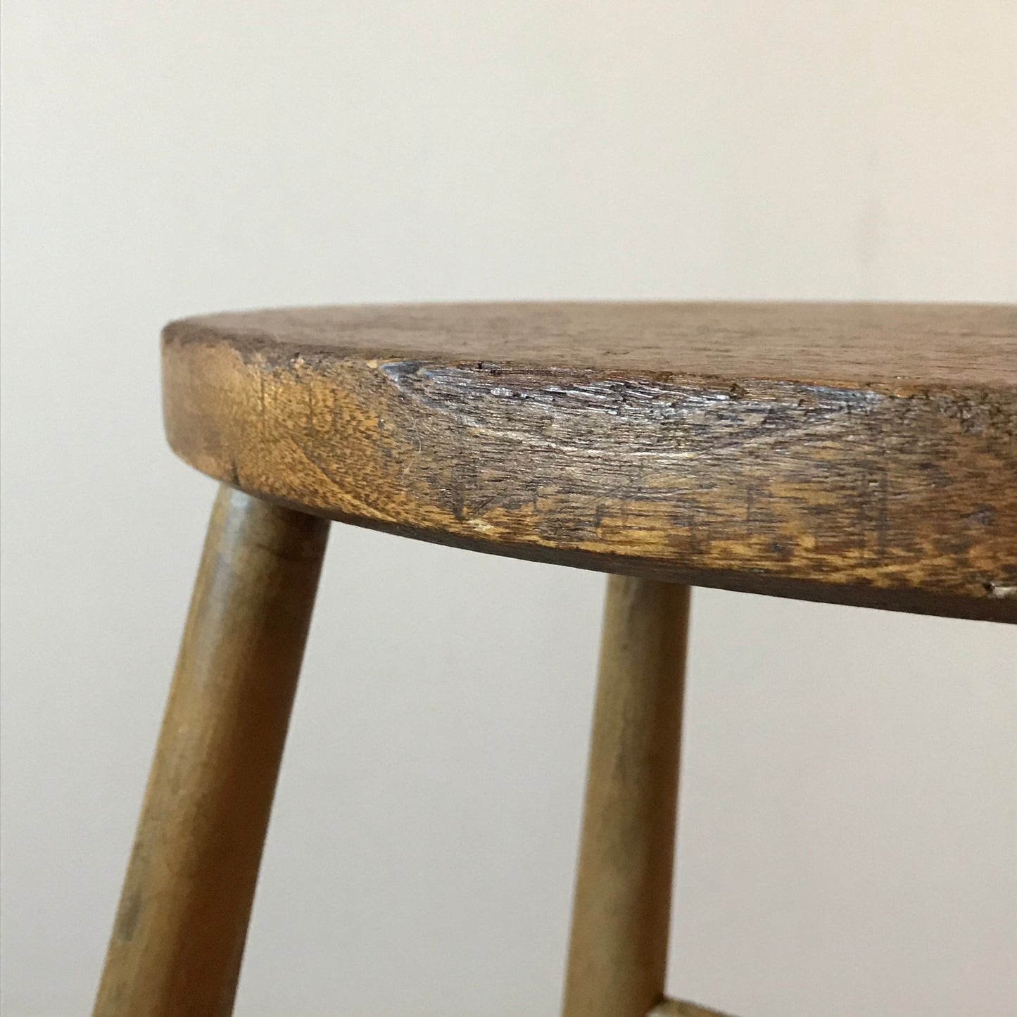Pair of Oak and Beech Stools.