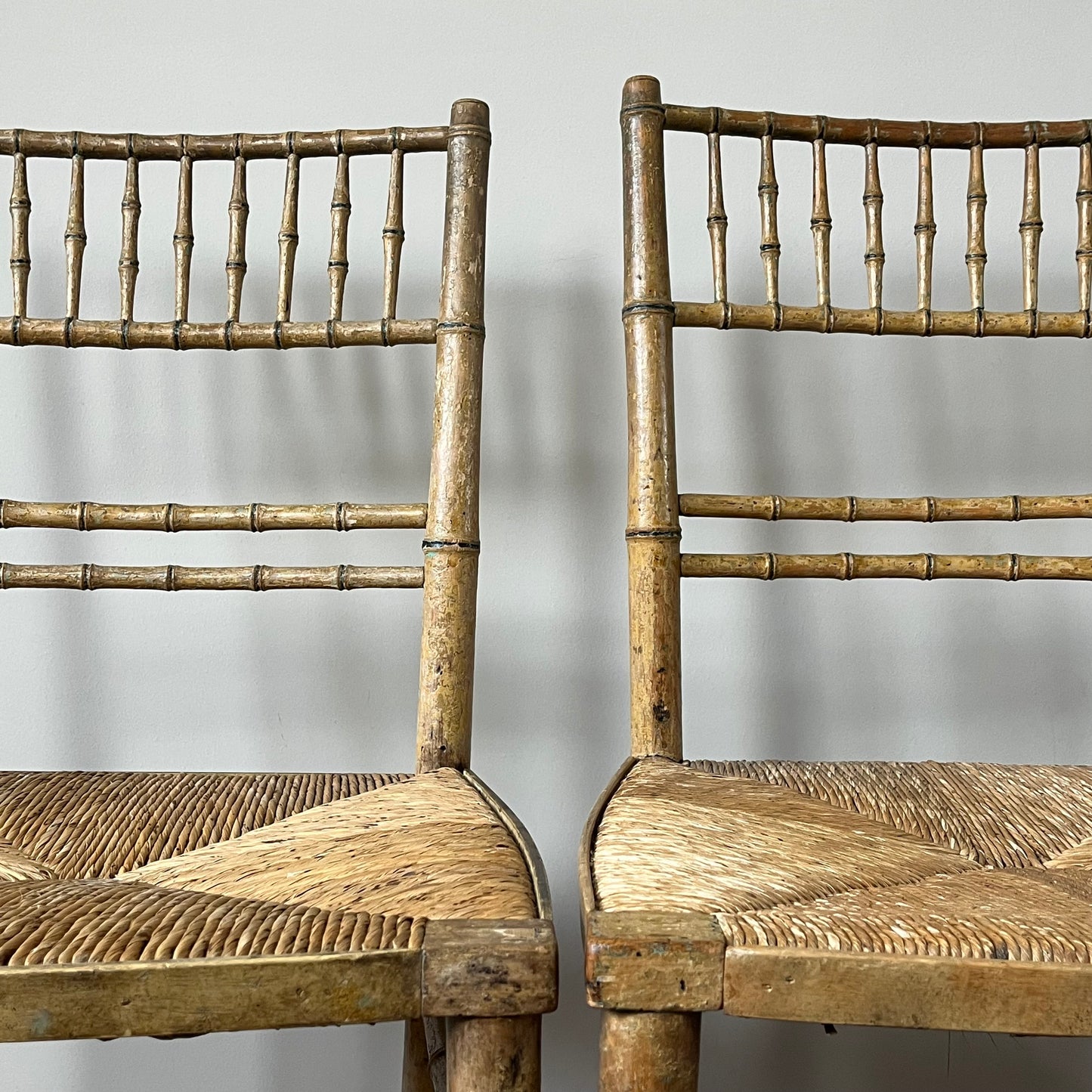 Pair of Regency Faux Bamboo Chairs.