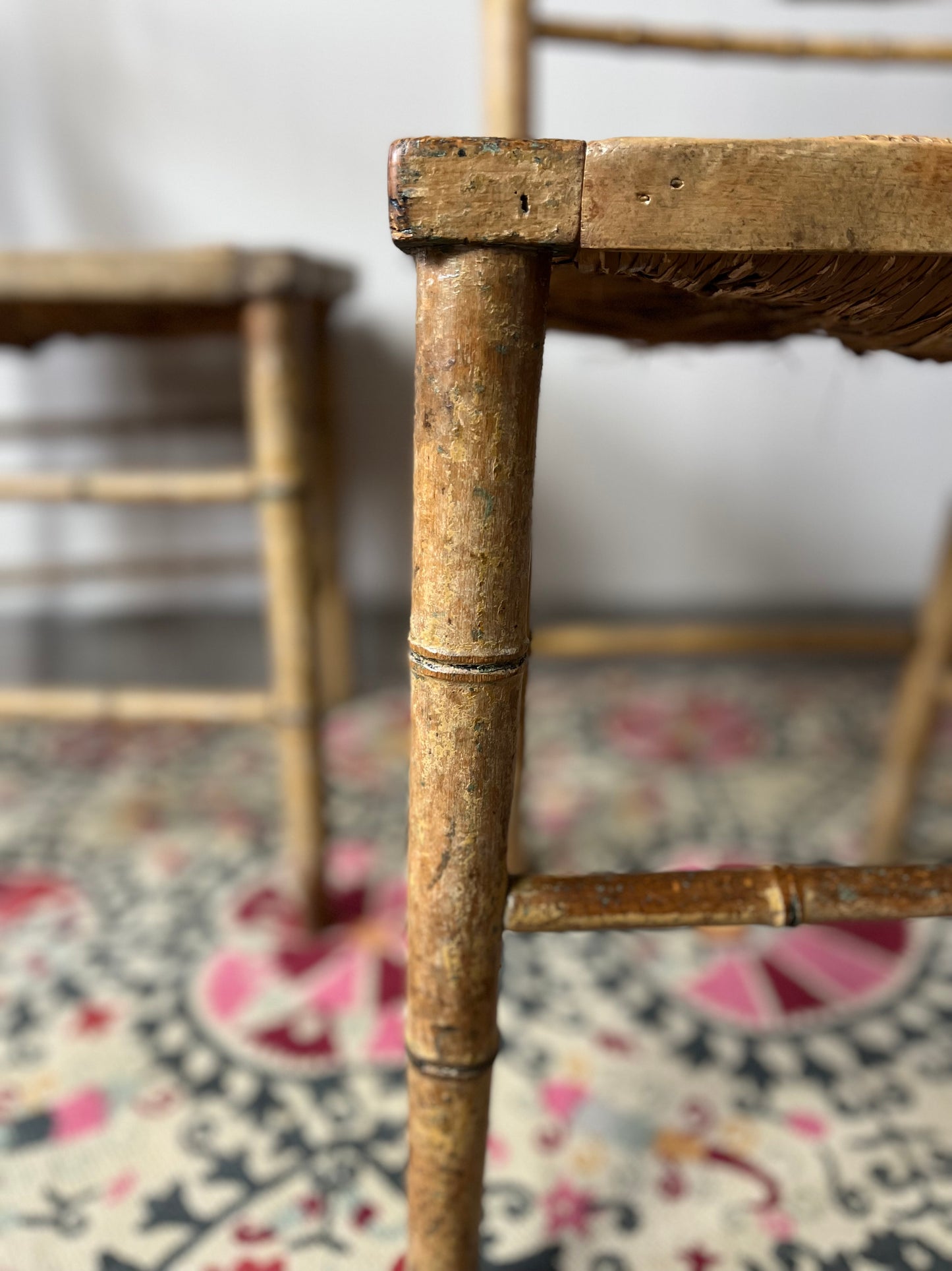 Pair of Regency Faux Bamboo Chairs.