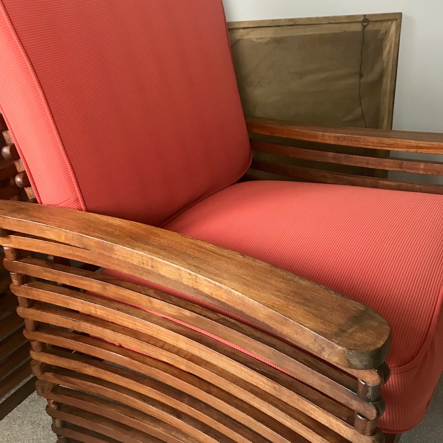 Pair of Teak Slatted Chairs.