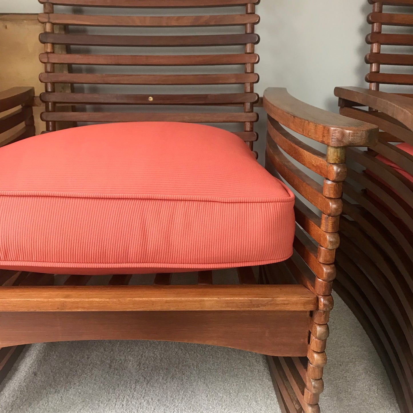 Pair of Teak Slatted Chairs.
