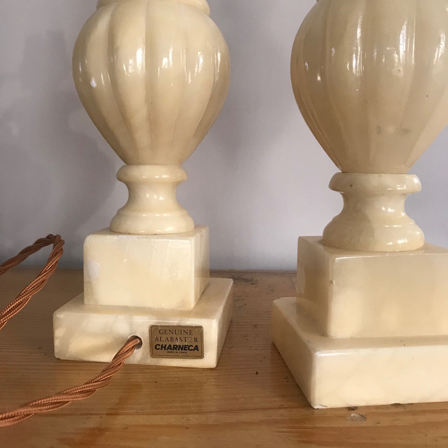 Pair Of Alabaster Lamp Bases.