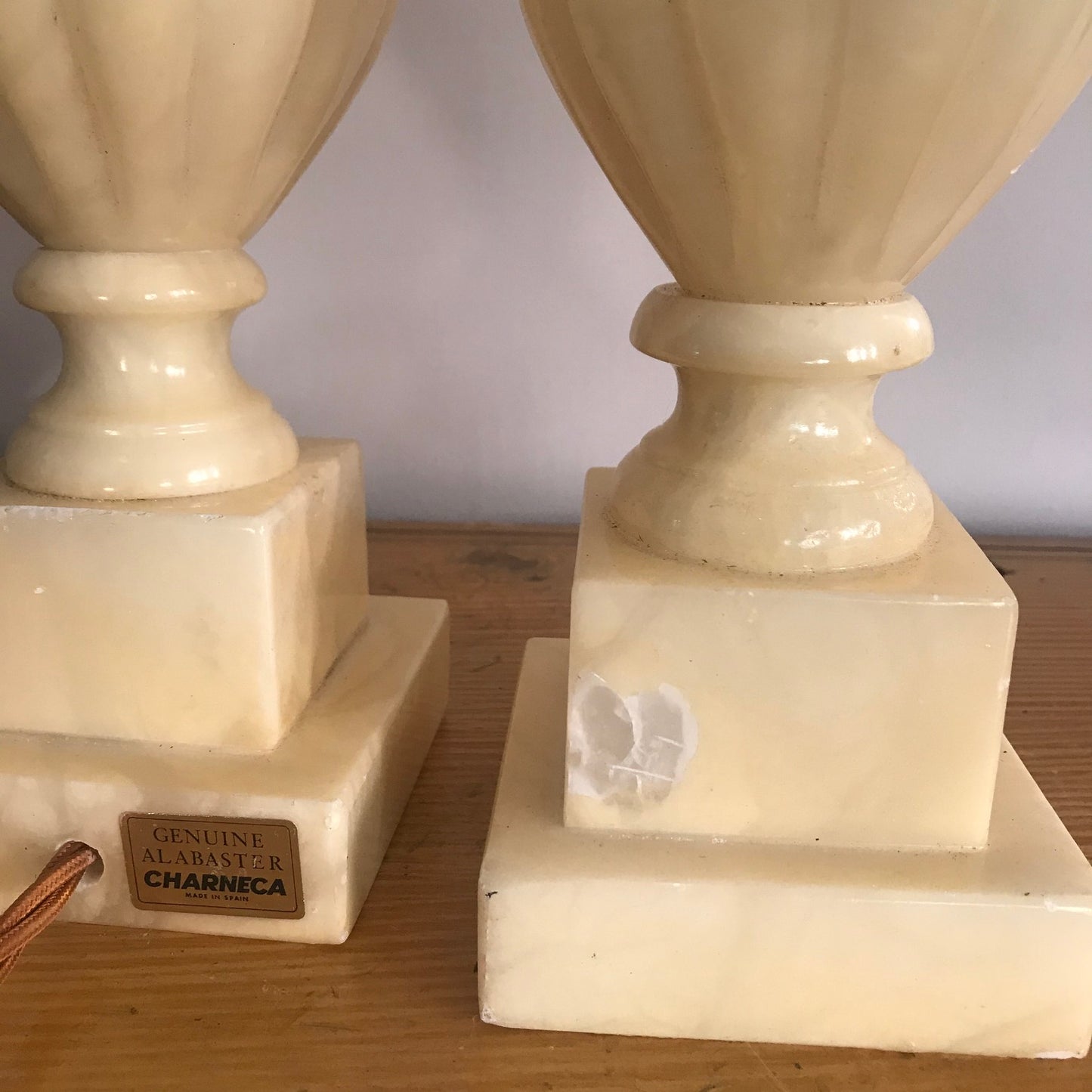 Pair Of Alabaster Lamp Bases.
