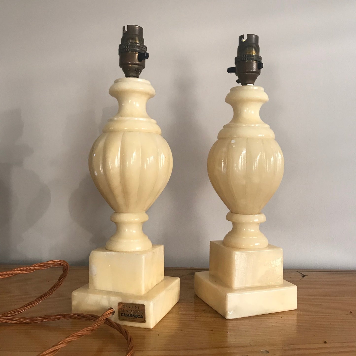 Pair Of Alabaster Lamp Bases.