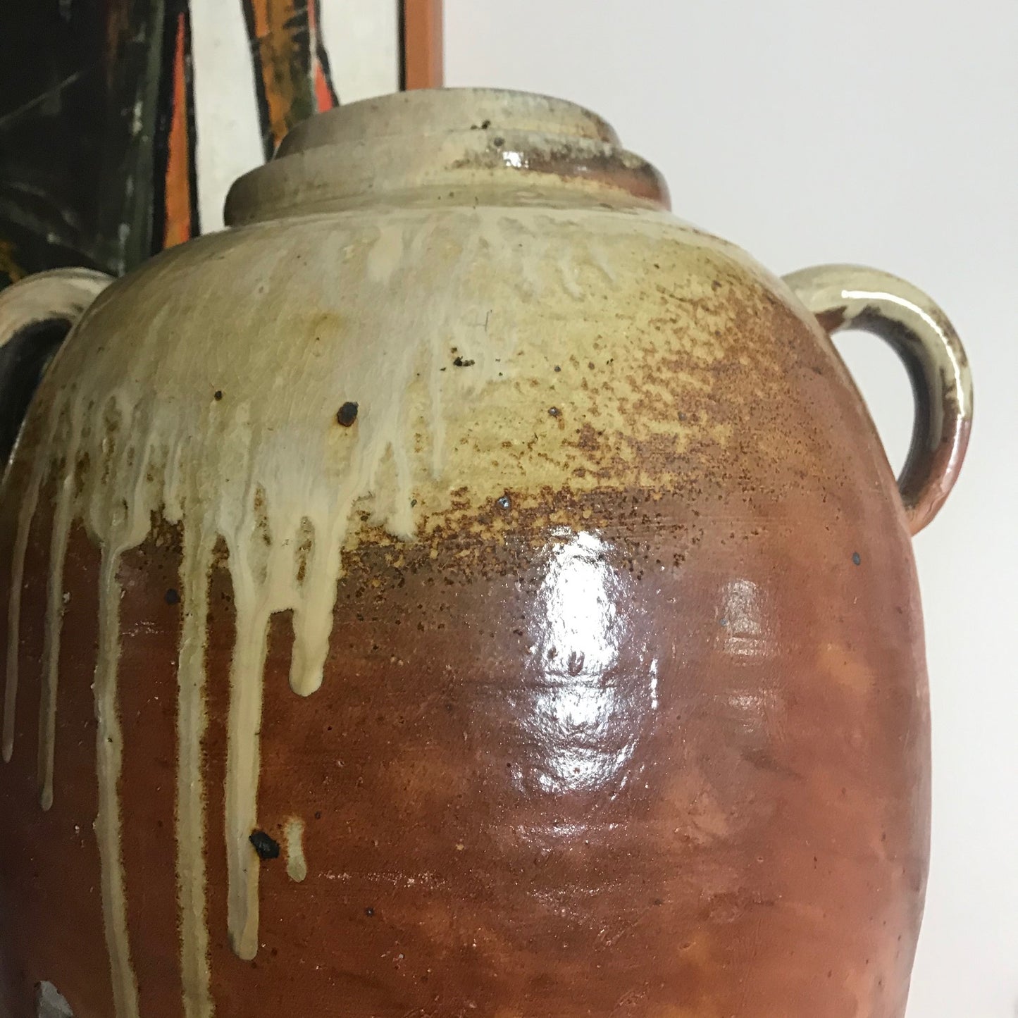 French Glazed Stoneware Oil Pot.