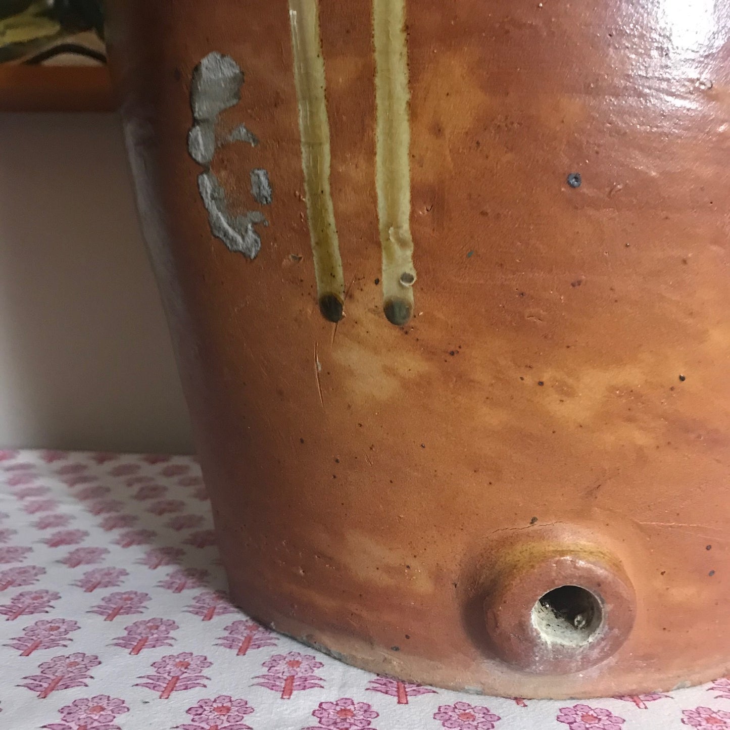 French Glazed Stoneware Oil Pot.