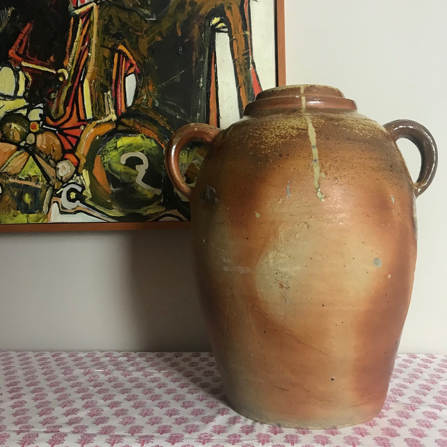 French Glazed Stoneware Oil Pot.