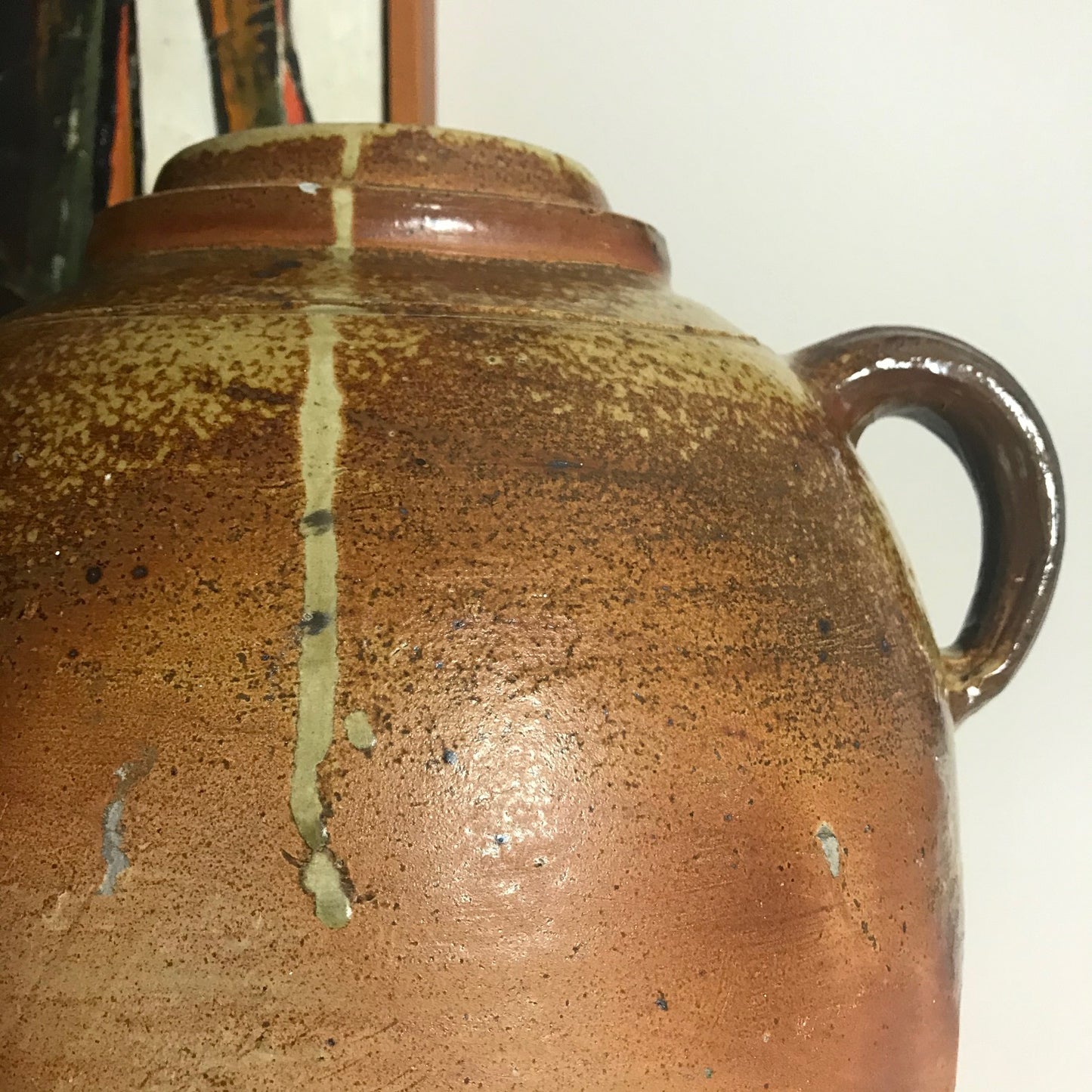 French Glazed Stoneware Oil Pot.