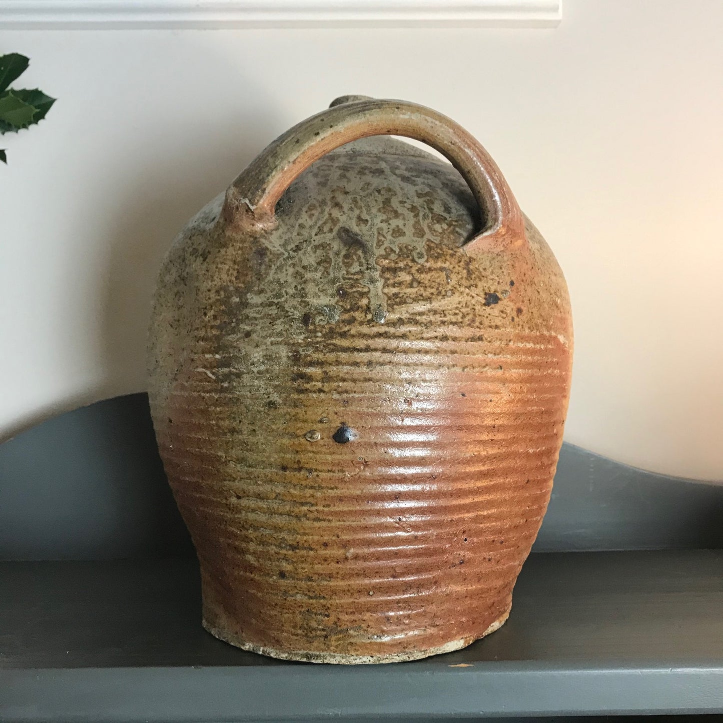 French Glazed Stoneware Oil Pot.