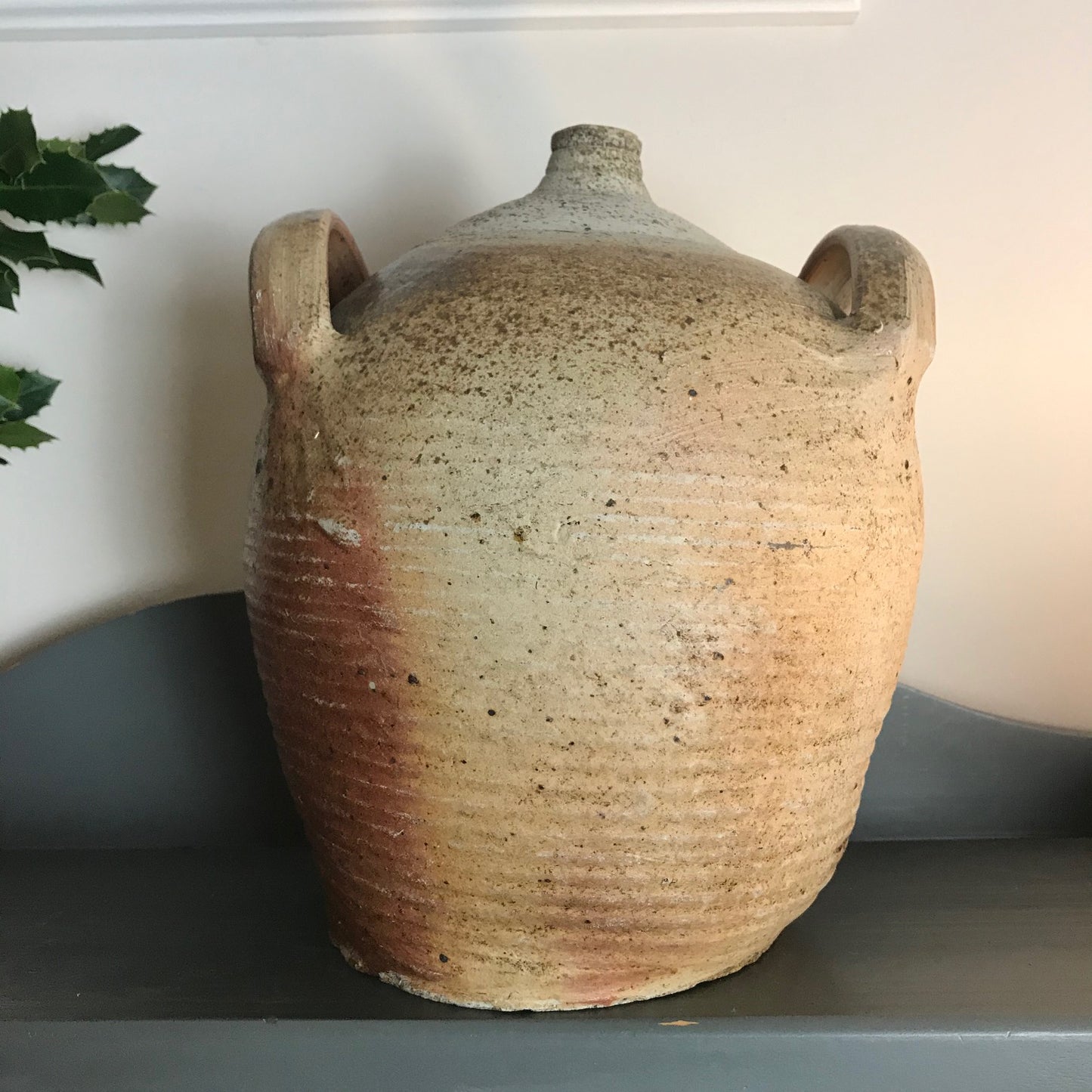 French Glazed Stoneware Oil Pot.
