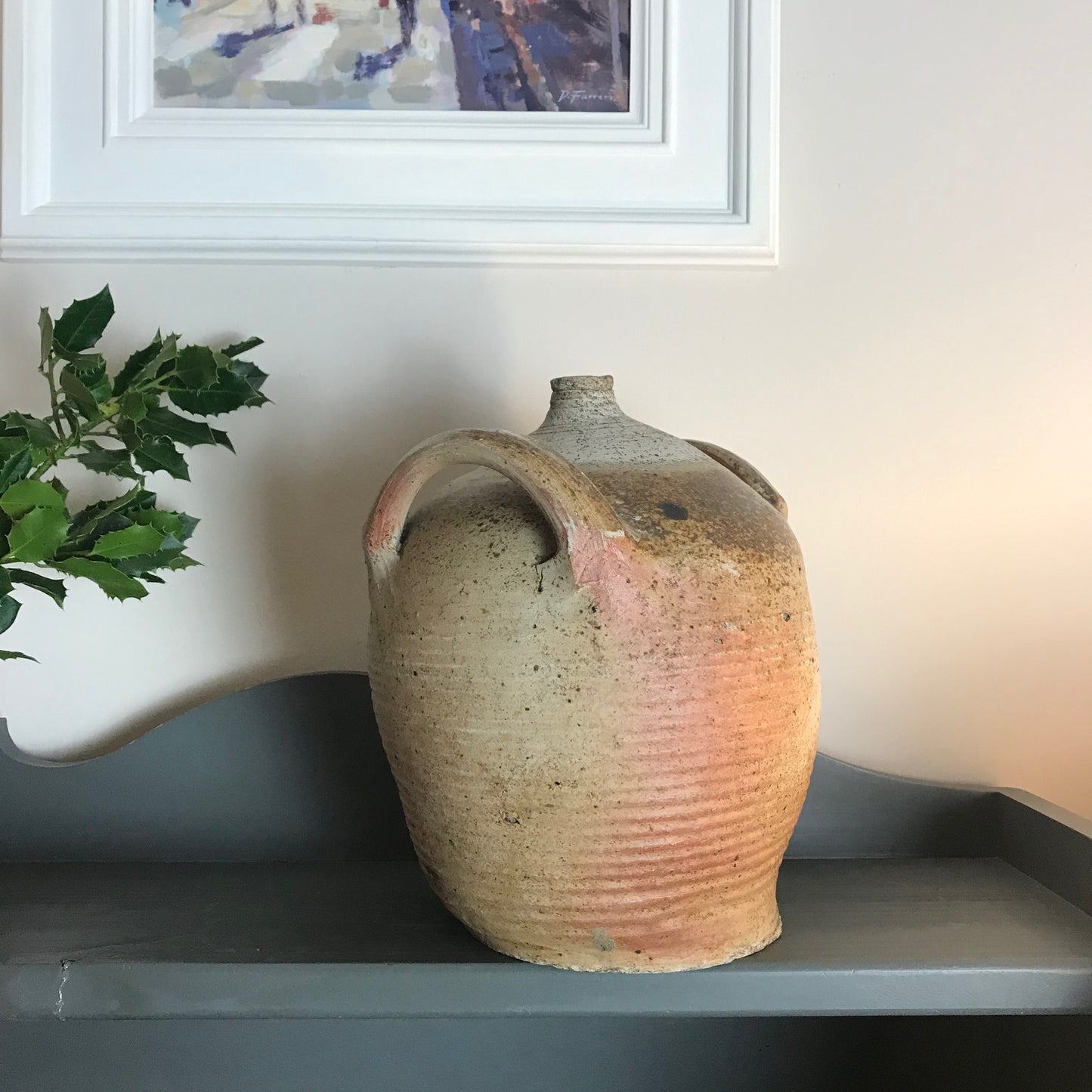 French Glazed Stoneware Oil Pot.