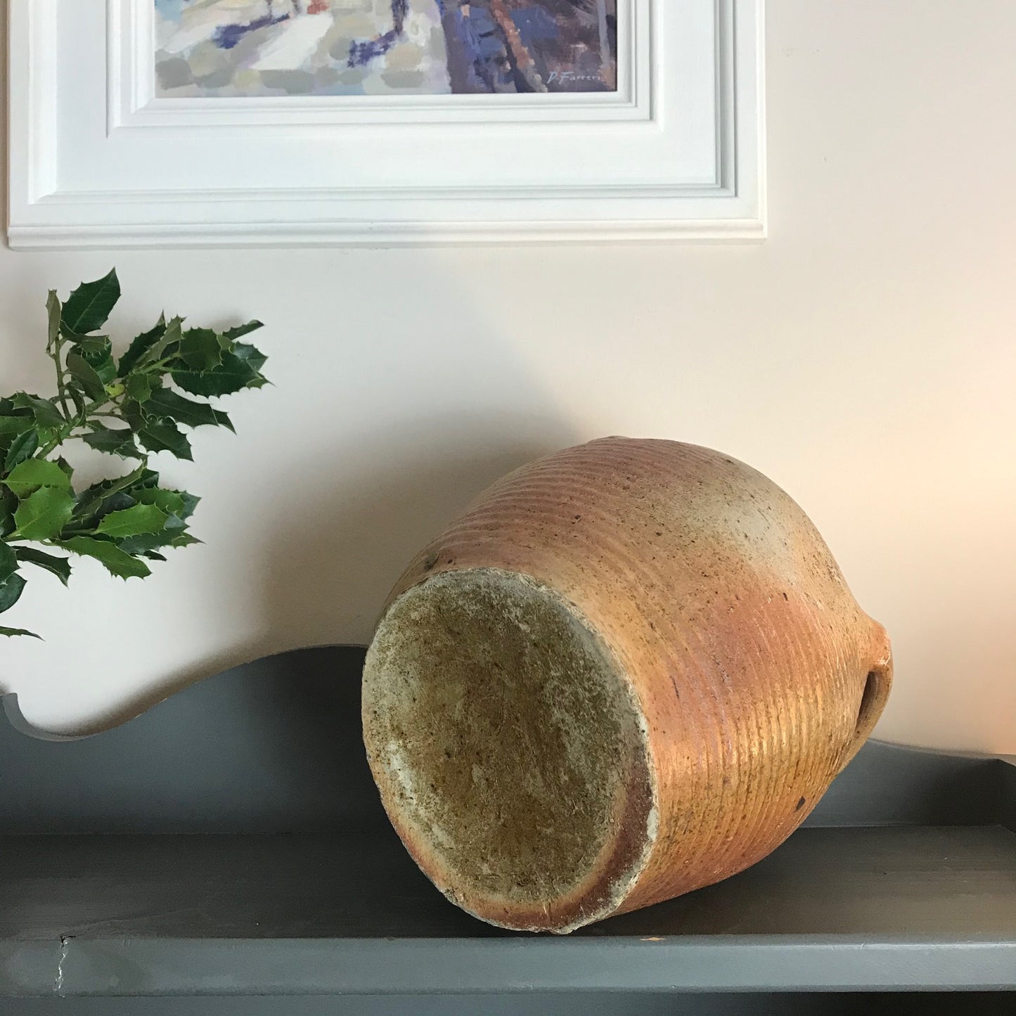 French Glazed Stoneware Oil Pot.