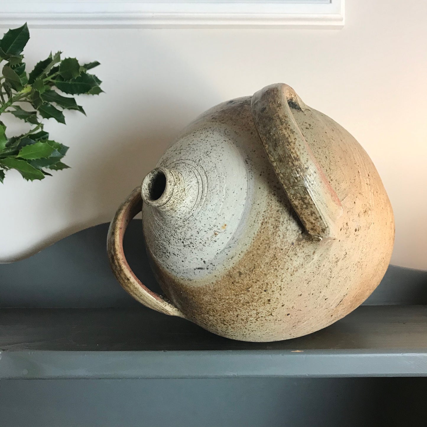 French Glazed Stoneware Oil Pot.