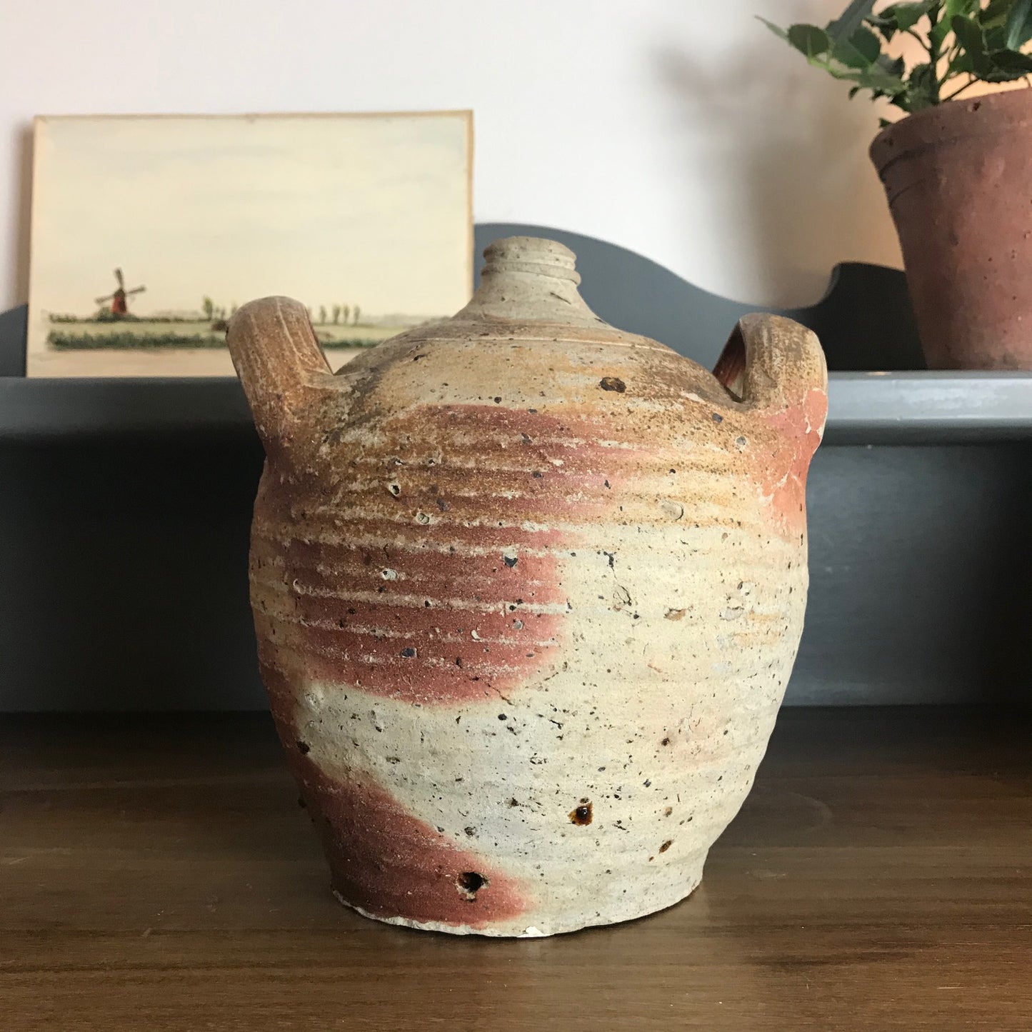 French Glazed Stoneware Oil Pot.