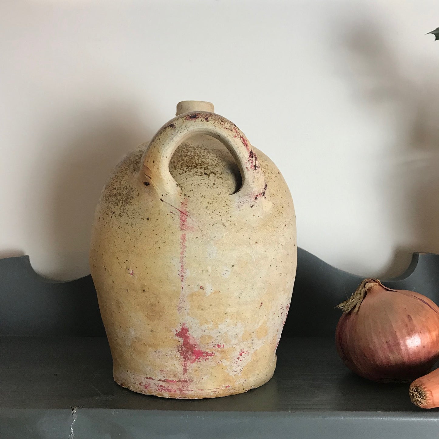 French Glazed Stoneware Oil Pot.