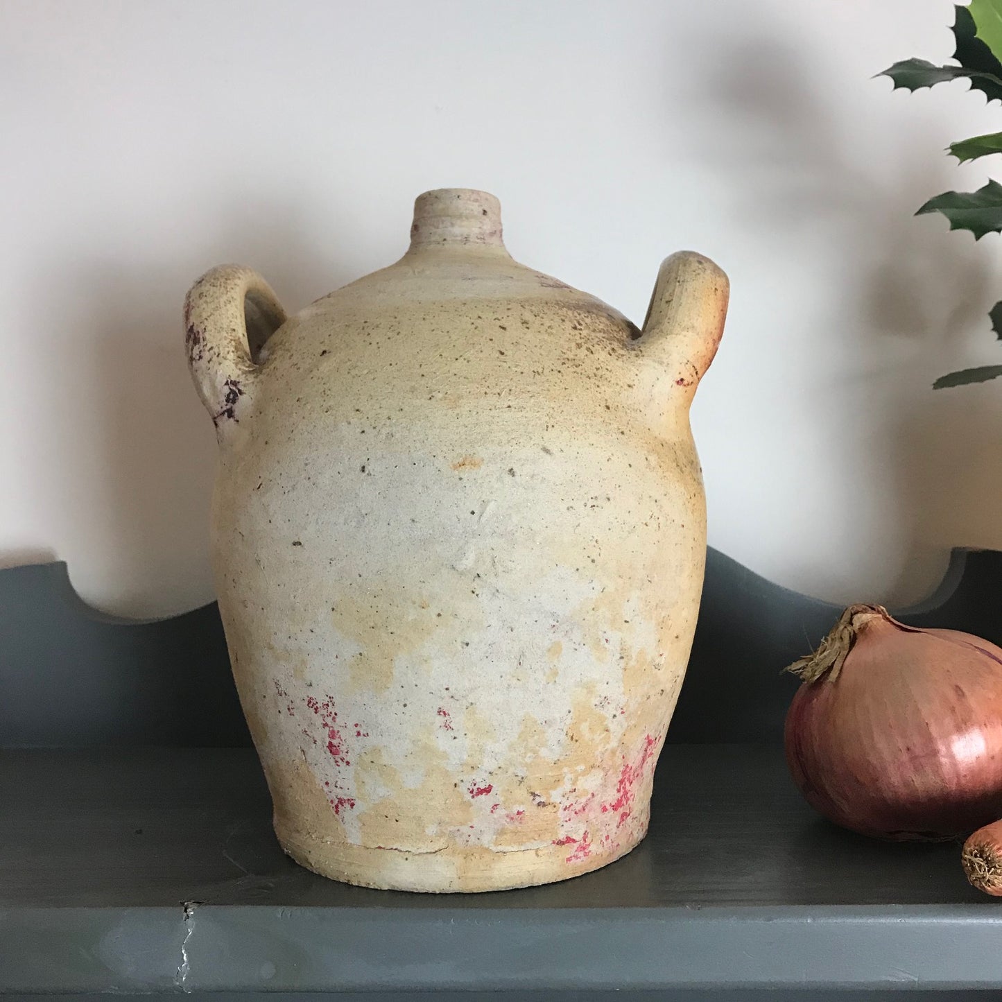 French Glazed Stoneware Oil Pot.