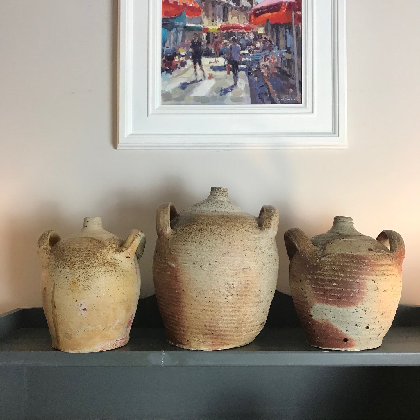 French Glazed Stoneware Oil Pot.