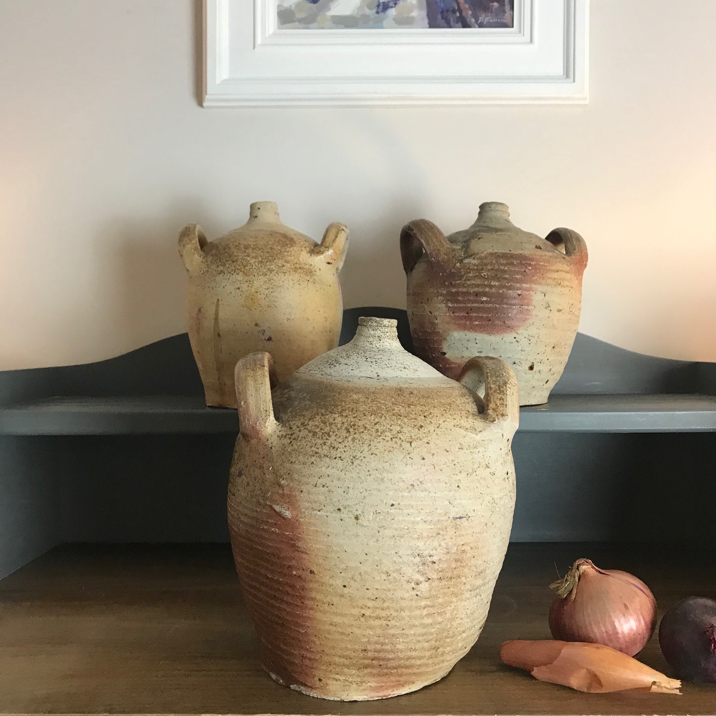 French Glazed Stoneware Oil Pot.