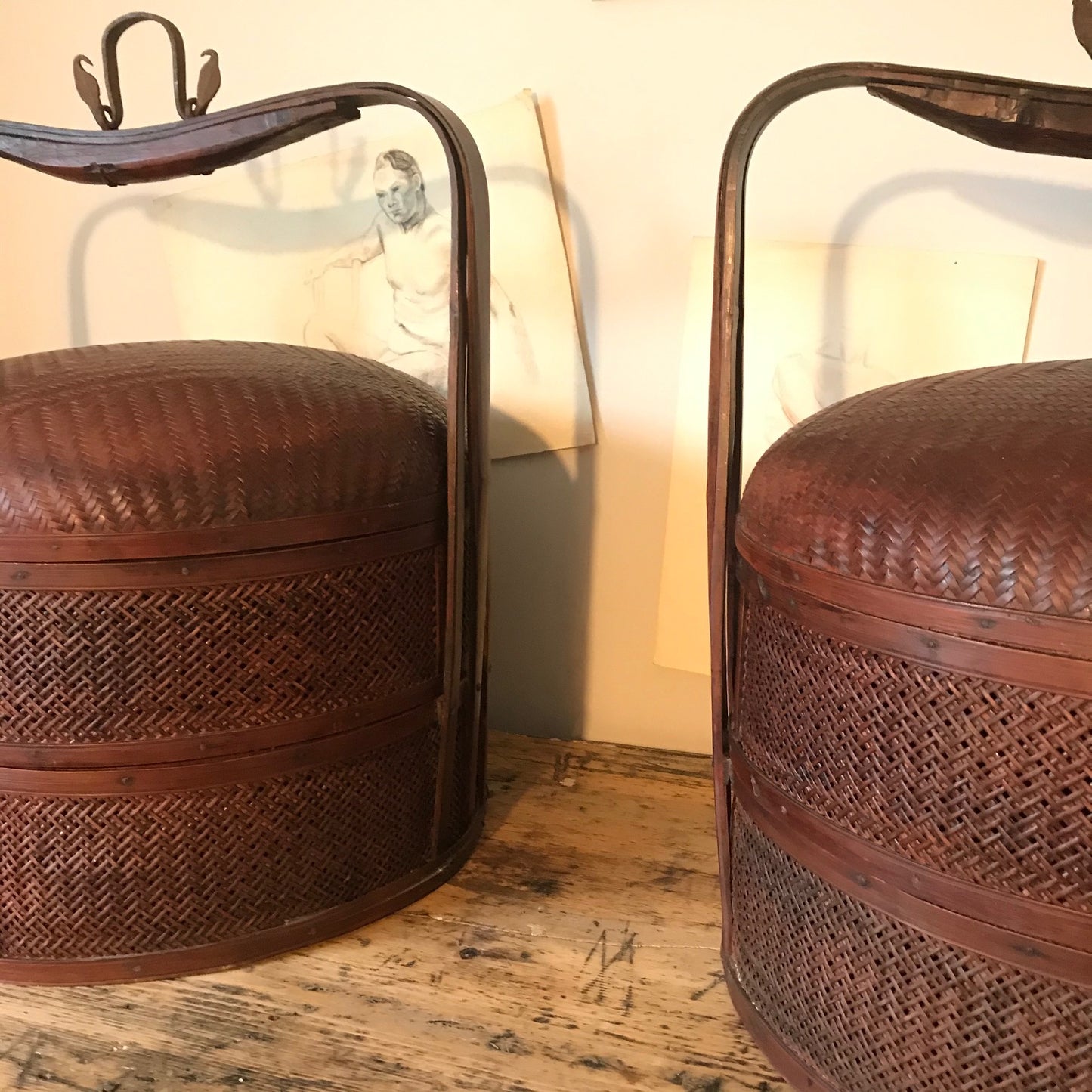Pair Of Chinese Wedding Baskets.