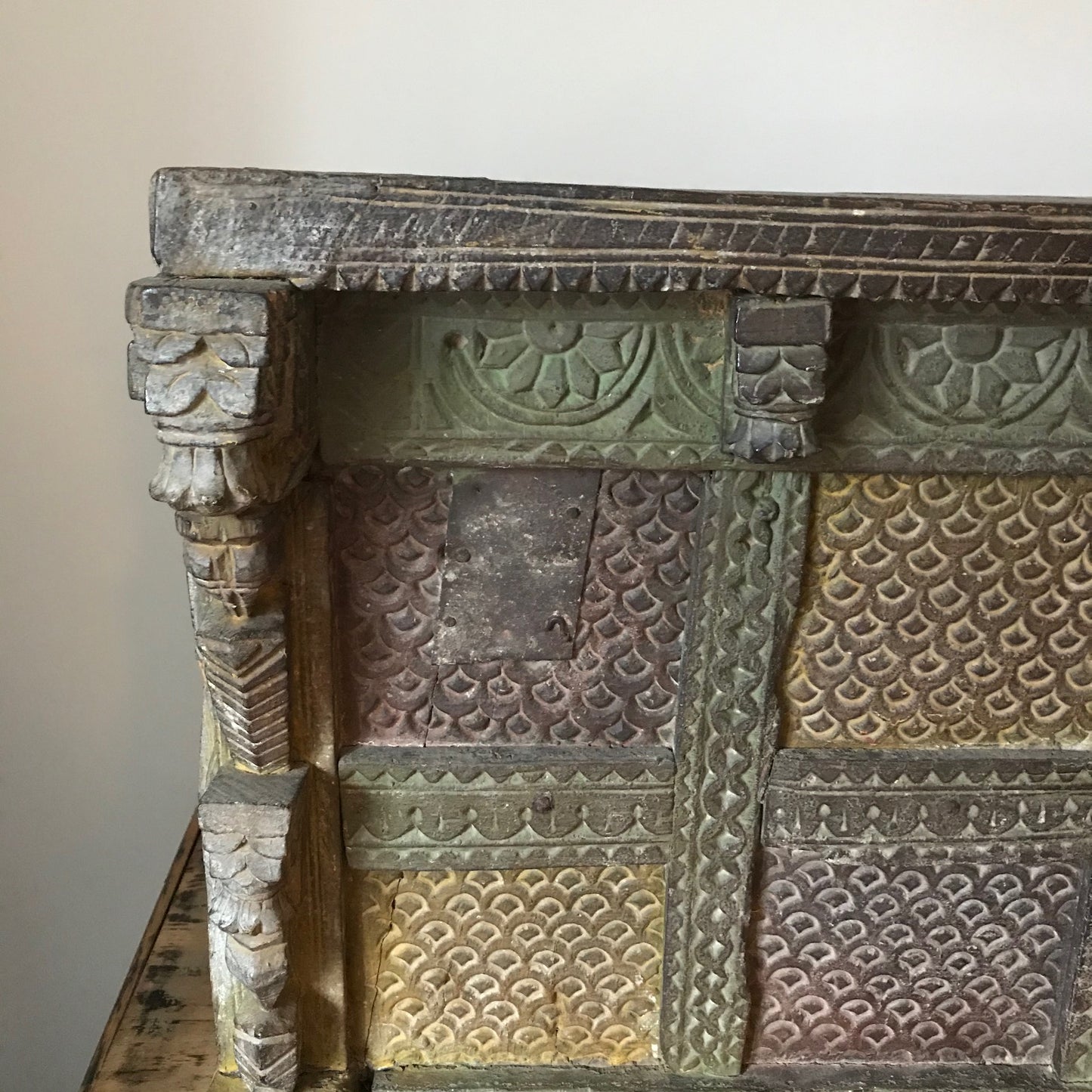 A Beautiful Hand Carved Indian Dowry Chest.